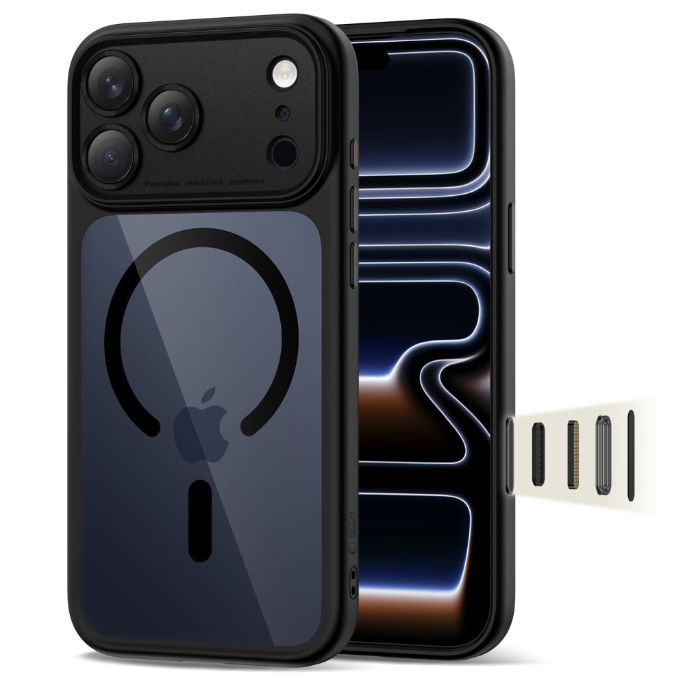 Tech-Protect Magpeak Magsafe CC-etui for iPhone 17 Pro - klar svart