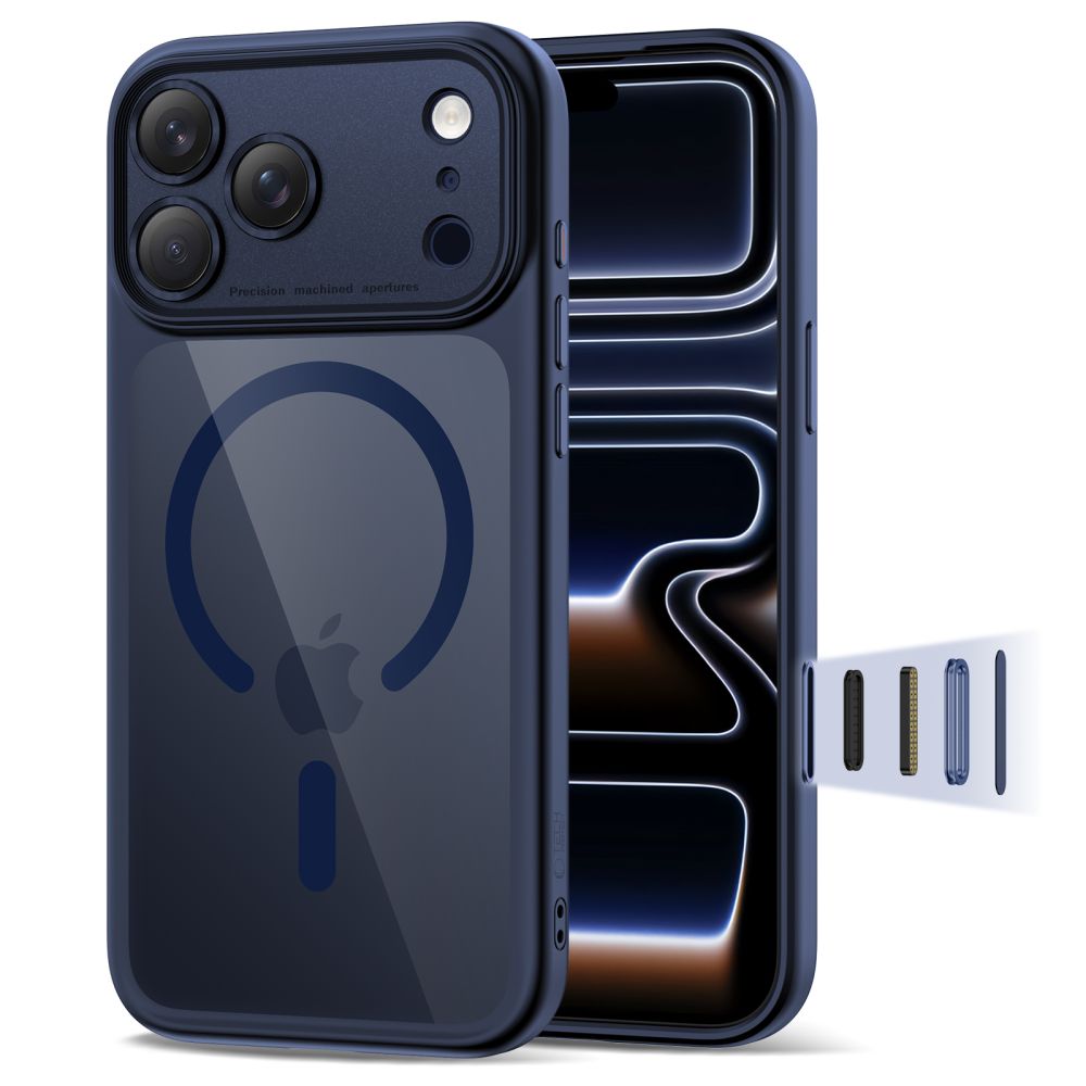 Tech-Protect Magpeak Magsafe CC-etui for iPhone 17 Pro Max - Klar marineblå