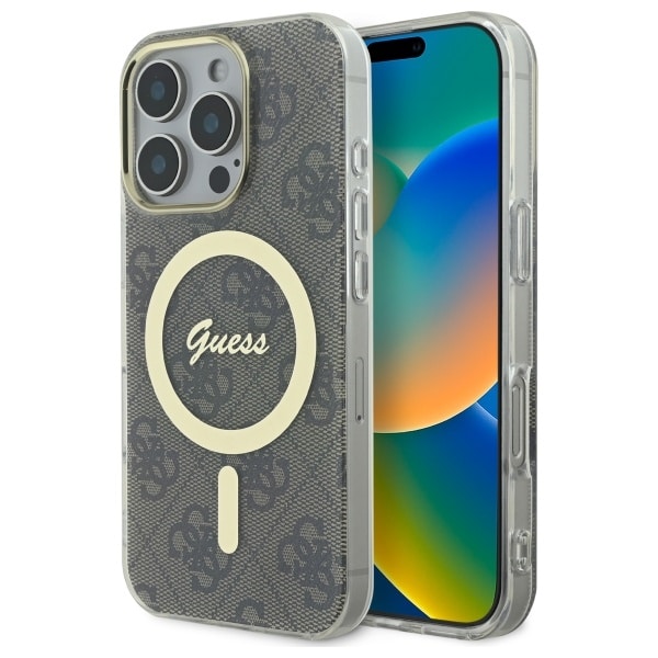 Guess IML 4G MagSafe-etui for iPhone 16 Pro Max - Brun