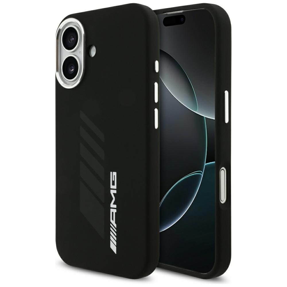 AMG MagSafe-etui i silikon i overdimensjonert Rhombs-størrelse for iPhone 17 - svart