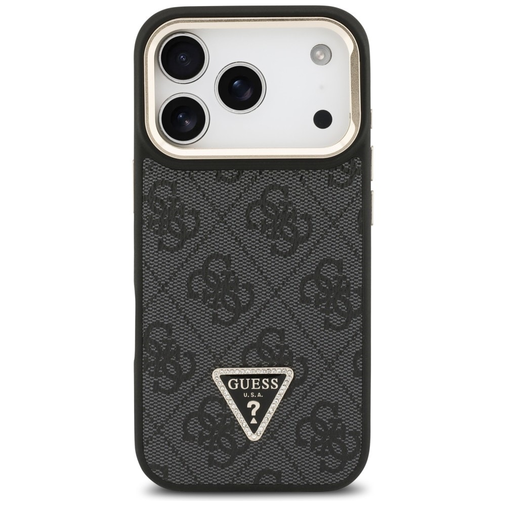 Guess 4G PU Triangle Logo & Stand Camera Magsafe-etui for iPhone 17 Pro - Svart