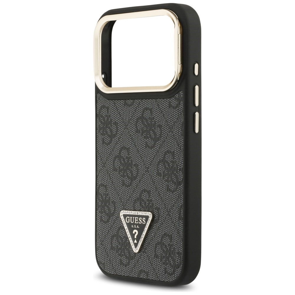 Guess 4G PU Triangle Logo & Stand Camera Magsafe-etui for iPhone 17 Pro - Svart