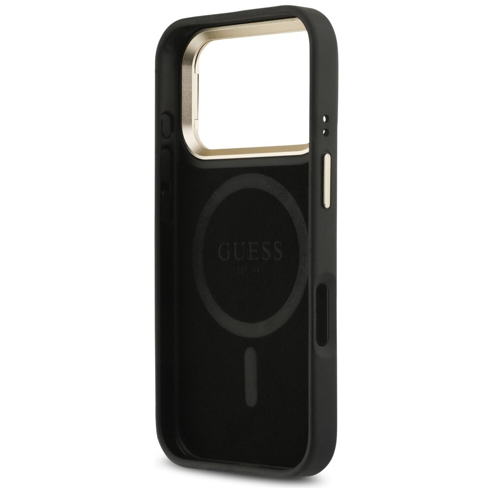 Guess 4G PU Triangle Logo & Stand Camera Magsafe-etui for iPhone 17 Pro - Svart