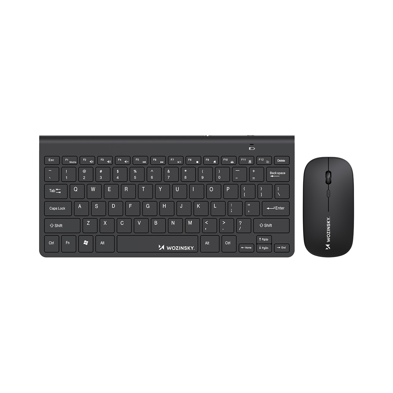 Wozinsky Trådløst tastatur + kompakt mus - svart (engelsk tastatur)