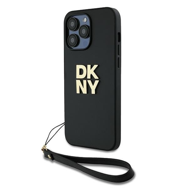 DKNY Wrist Strap Stock Logo-etui for iPhone 14 Pro - svart