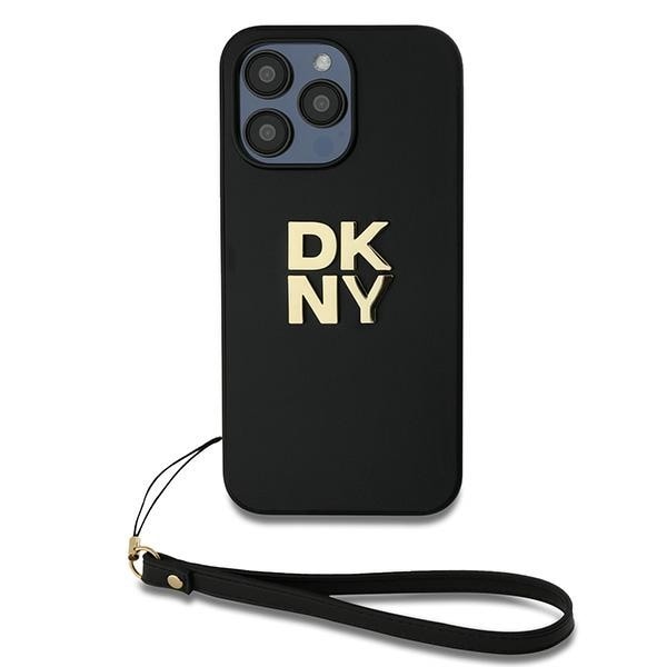 DKNY Wrist Strap Stock Logo-etui for iPhone 14 Pro - svart