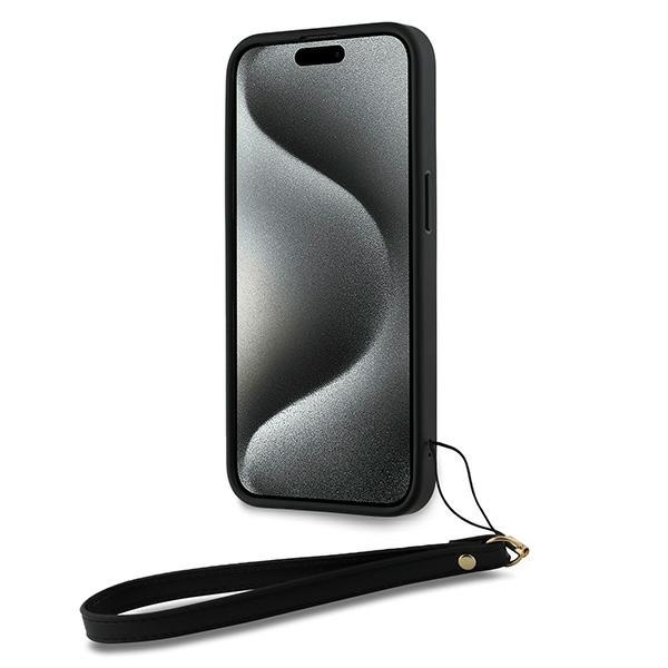 DKNY Wrist Strap Stock Logo-etui for iPhone 14 Pro - svart