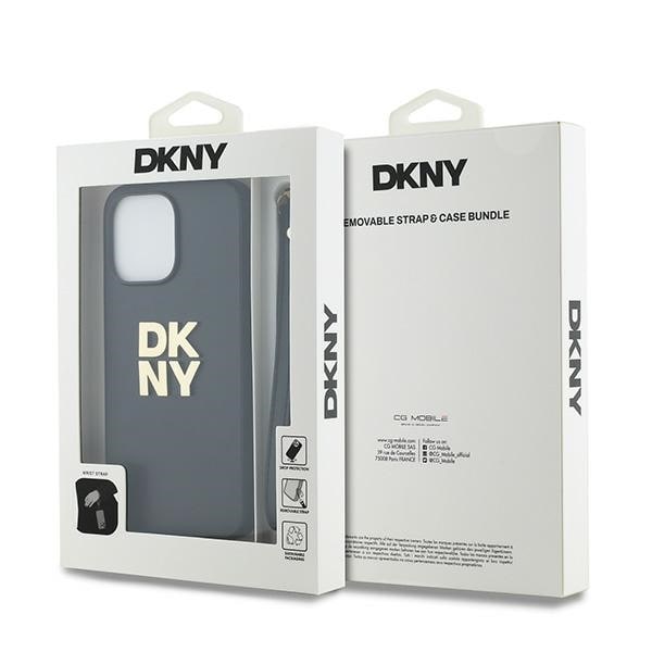DKNY Wrist Strap Stock Logo-etui for iPhone 14 Pro - svart