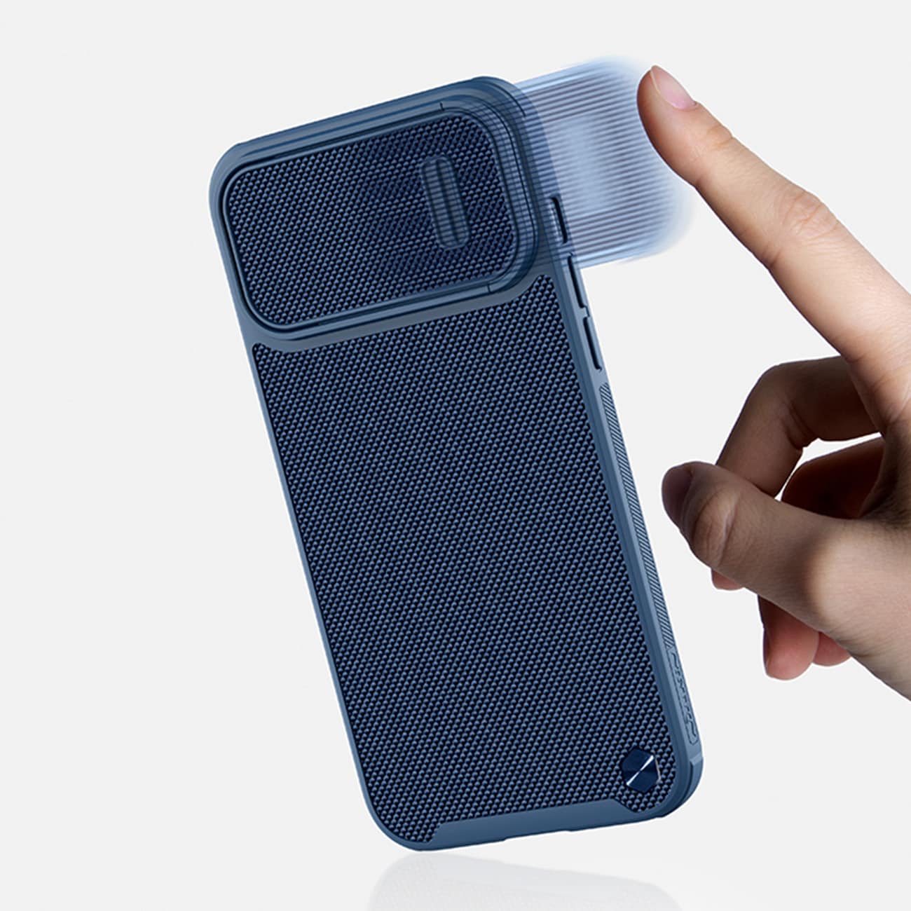 Nillkin Textured S Case for iPhone 14 Plus, pansrede deksel med kameradeksel, blå