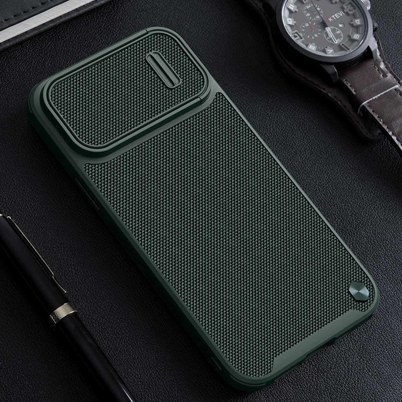 Nillkin Textured S Case for iPhone 14 Plus, pansrede deksel med kameradeksel, blå