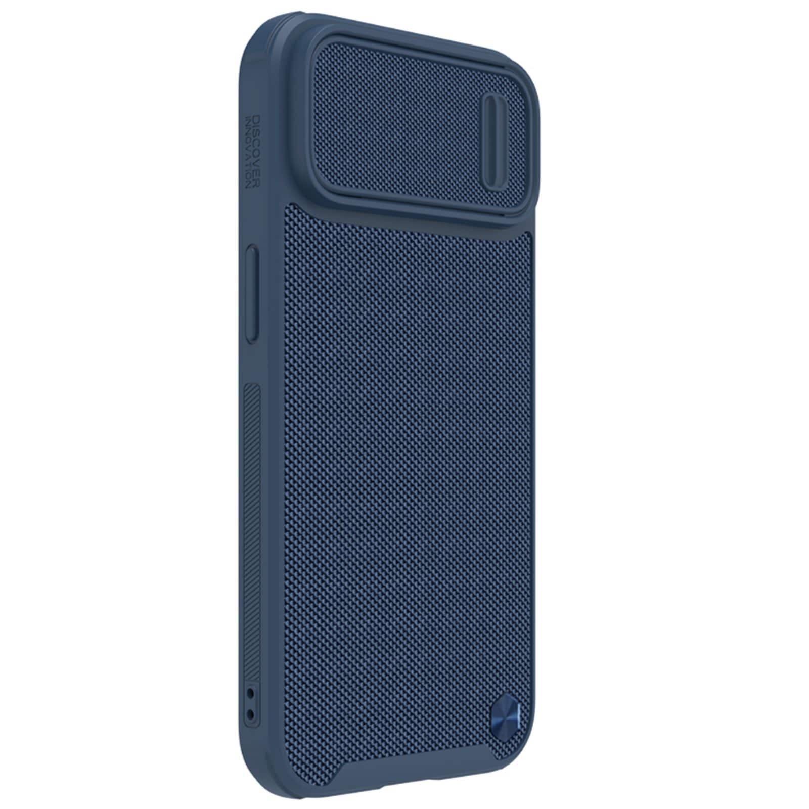 Nillkin Textured S Case for iPhone 14 Plus, pansrede deksel med kameradeksel, blå