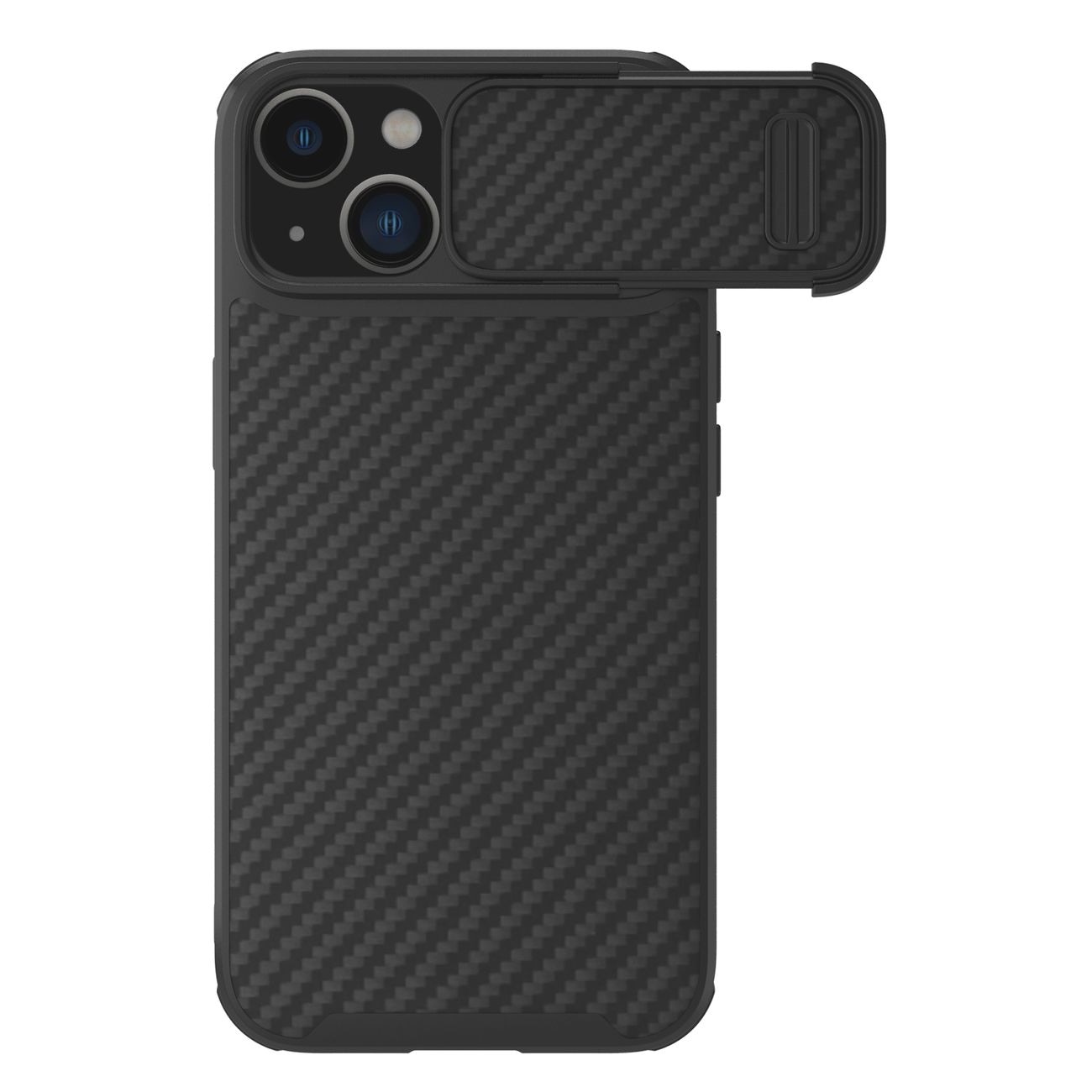 Nillkin Synthetic Fiber S Case iPhone 14 Plus-etui med kameradeksel, svart