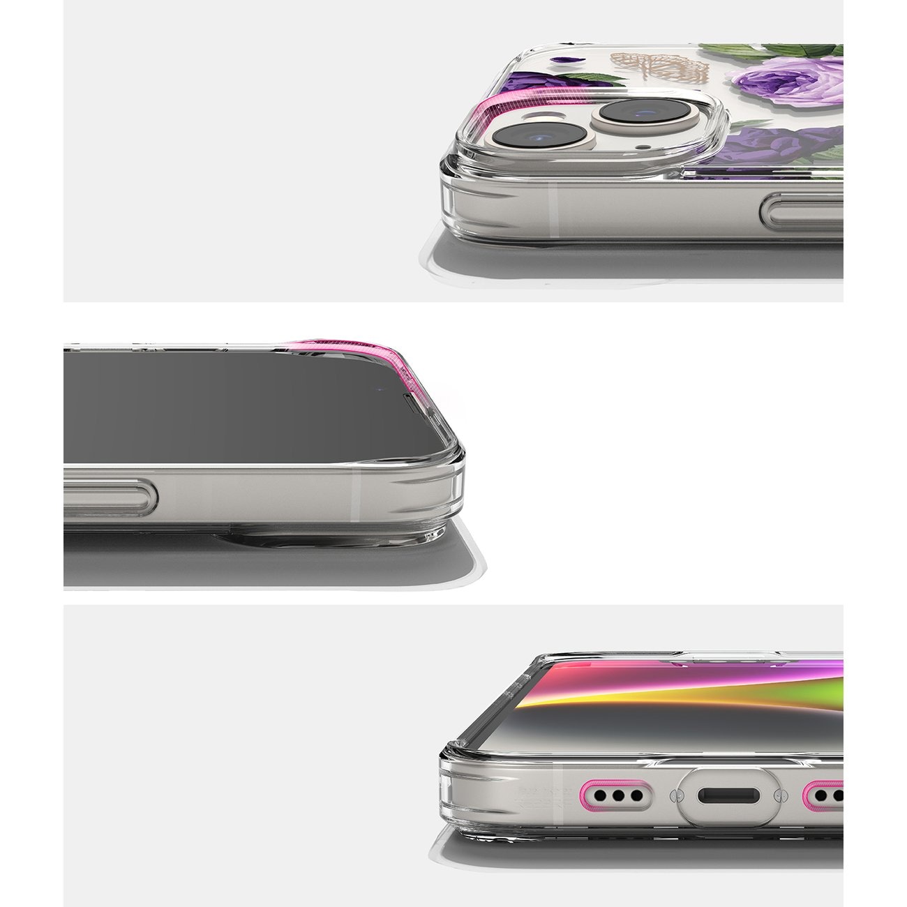 Ringke Fusion Design deksel med gelramme for iPhone 14 Plus, gjennomsiktig (lilla rose)