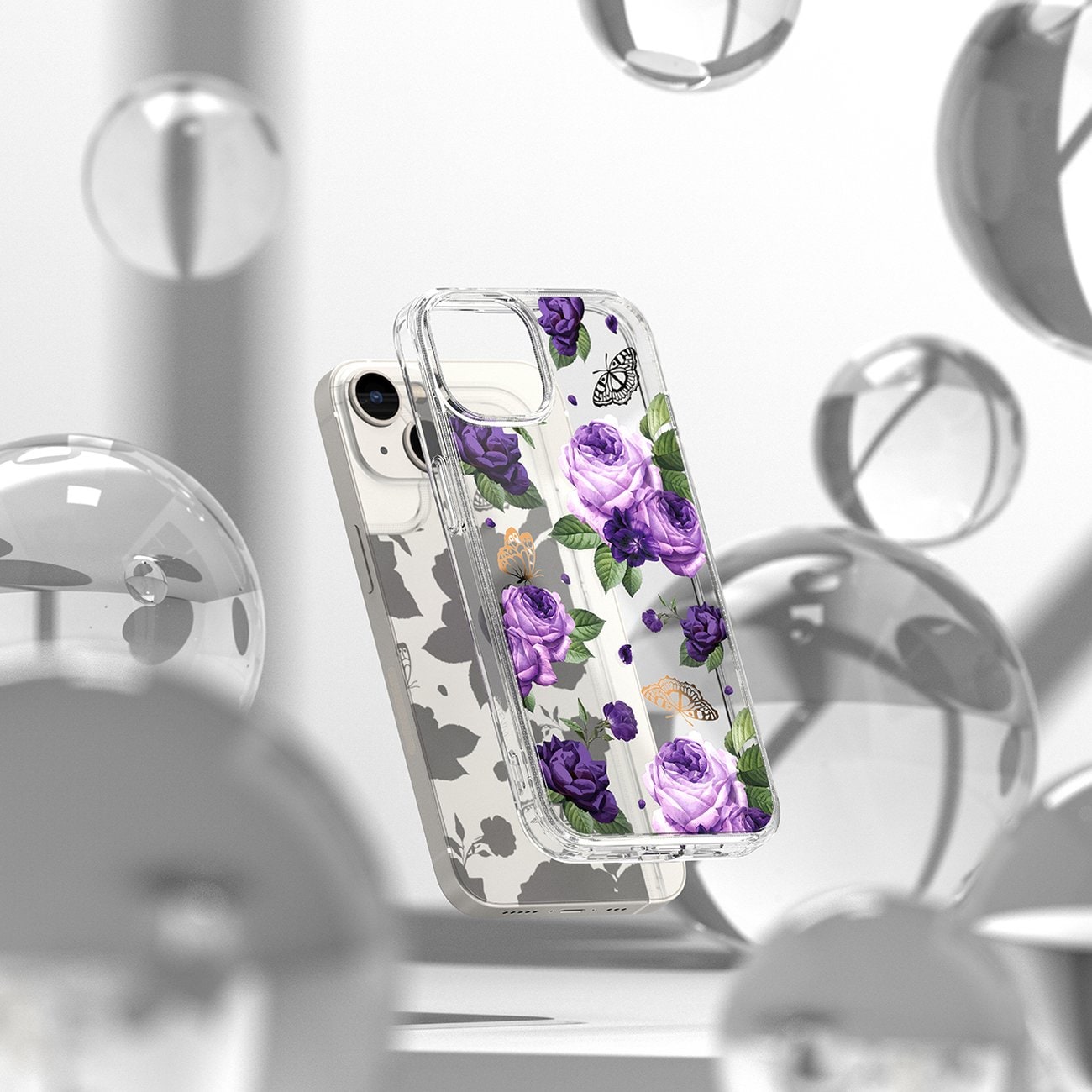 Ringke Fusion Design deksel med gelramme for iPhone 14 Plus, gjennomsiktig (lilla rose)