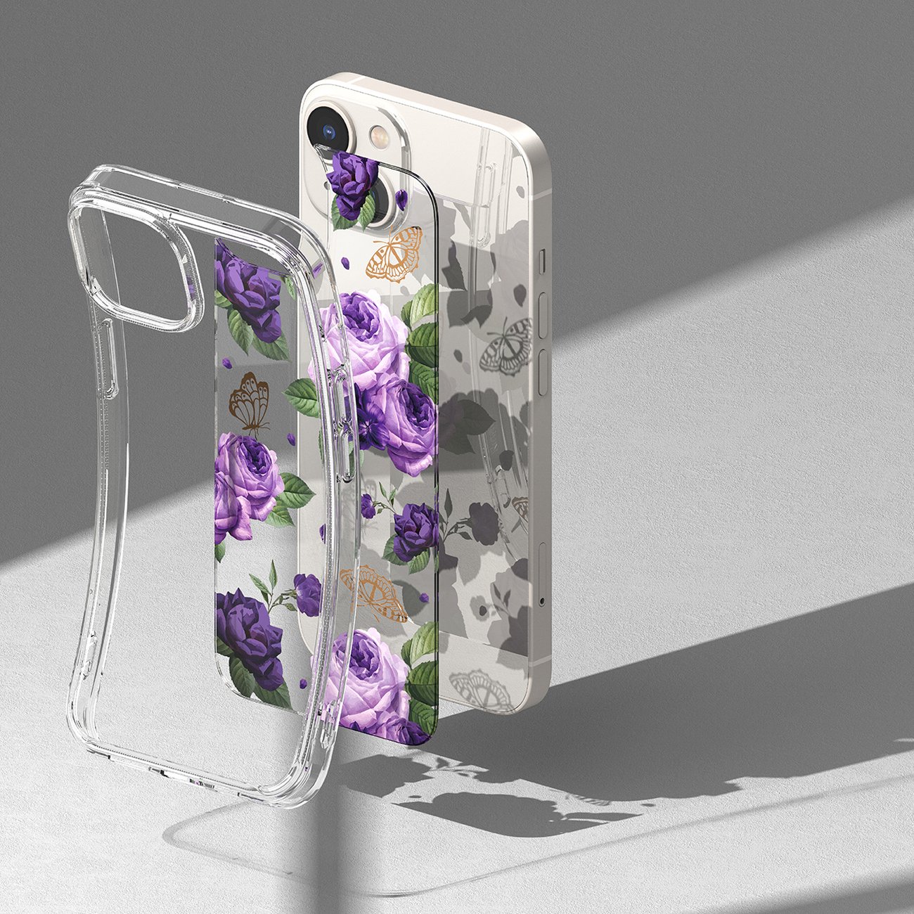 Ringke Fusion Design deksel med gelramme for iPhone 14 Plus, gjennomsiktig (lilla rose)