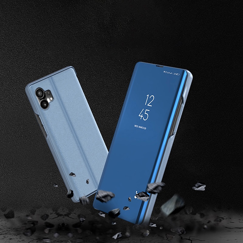 Clear View Case-etui for Nothing Telefon 1 flip-etui svart