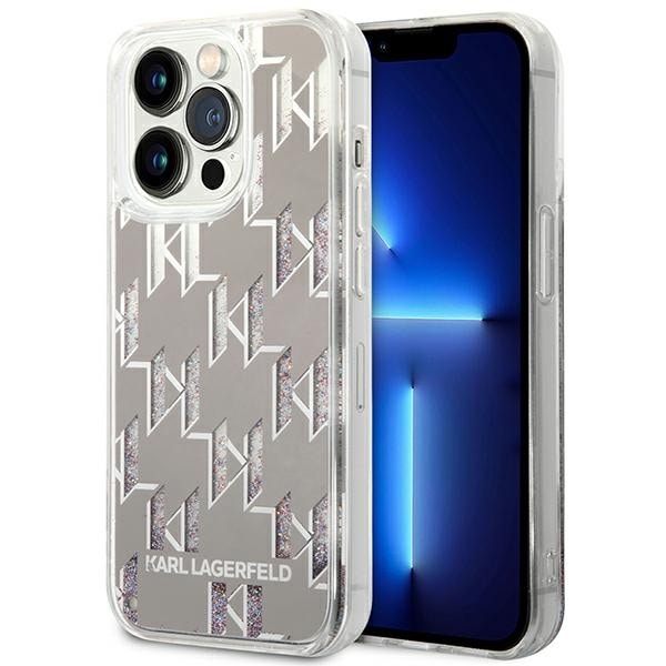 Karl Lagerfeld KLHCP14LLMNMS iPhone 14 Pro 6.1 "hardcase sølv / sølv Liquid Glitter Monogram