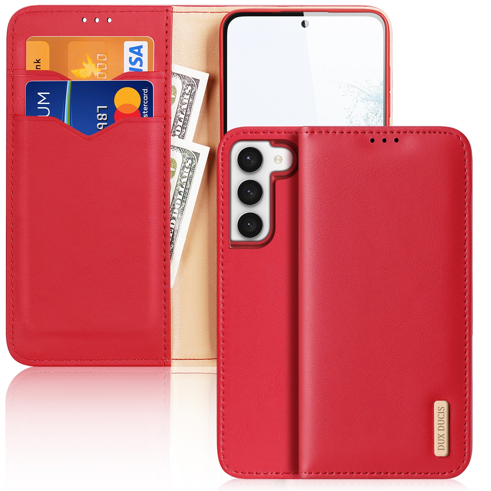 Dux Ducis Hivo etui Samsung Galaxy S23+ flip cover lommebokstativ RFID-blokkering rød