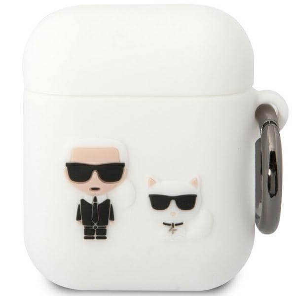 Karl Lagerfeld KLACA2SILKCW AirPods 1/2 deksel hvit/hvit Silikon Karl & Choupette