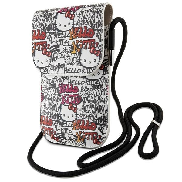 Hello Kitty Leather Tags Graffiti Cord-veske i lær - beige