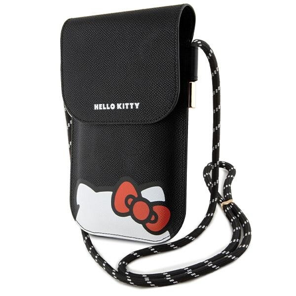 Hello Kitty Leather Hiding Kitty Cord-veske i skinn - svart
