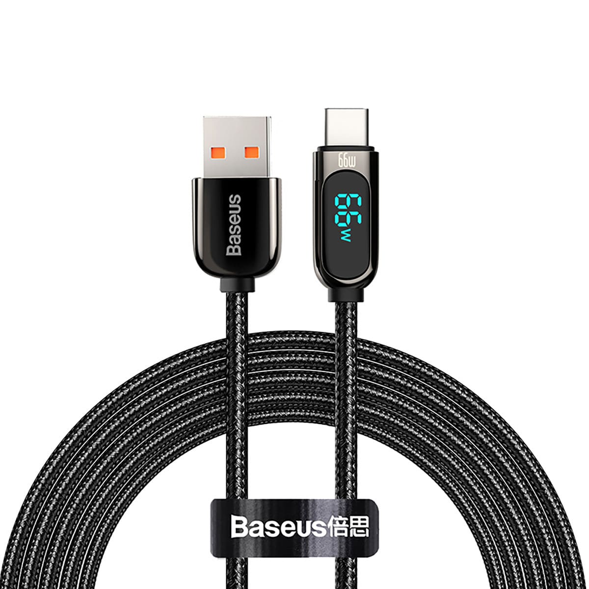 Baseus Display hurtigladende data USB-A / USB-C 66W 1 m kabel - svart
