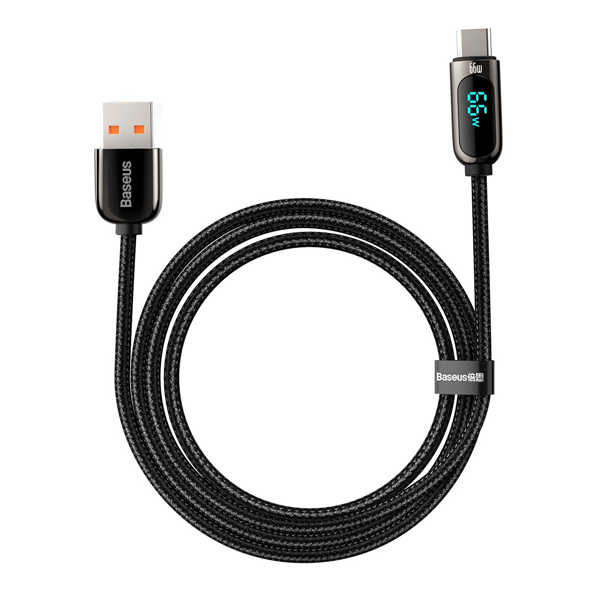 Baseus Display hurtigladende data USB-A / USB-C 66W 1 m kabel - svart