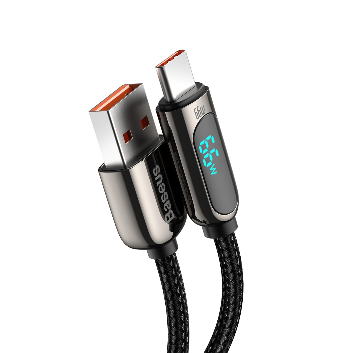 Baseus Display hurtigladende data USB-A / USB-C 66W 1 m kabel - svart