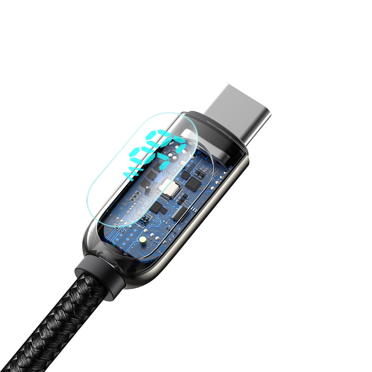 Baseus Display hurtigladende data USB-A / USB-C 66W 1 m kabel - svart