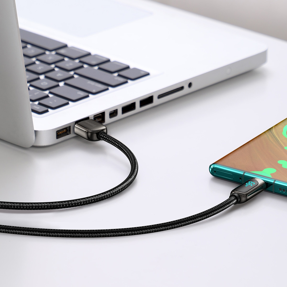 Baseus Display hurtigladende data USB-A / USB-C 66W 1 m kabel - svart