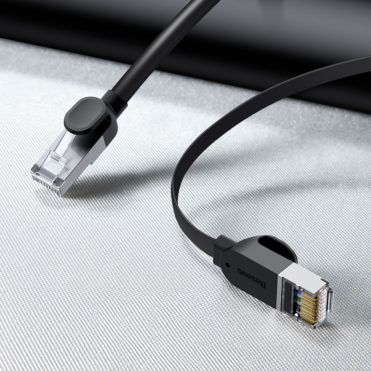 Baseus Høyhastighets flat Ethernet CAT6 RJ45 nettverkskabel 1m - svart