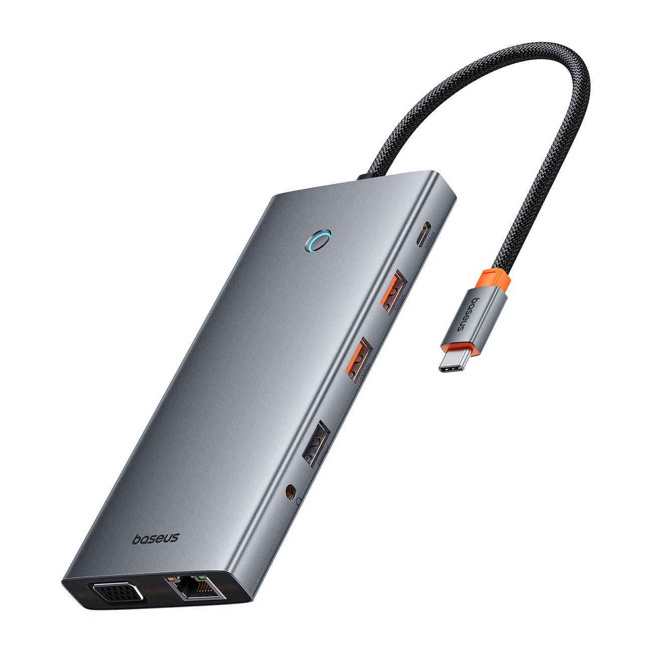HUB Baseus PortalJoy 13in1 USB-C - 2x HDMI/DP/VGA/USB-A 3.1/USB-C 3.1/PD/RJ45/SD/TF/AUX - grå