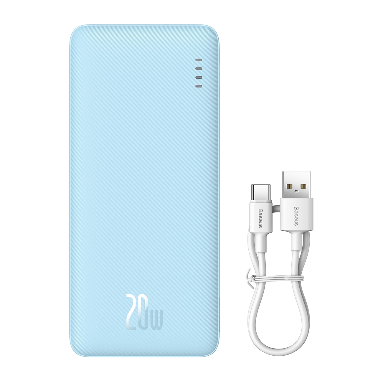 Baseus Airpow 20W 20000mAh Power Bank med hvit Baseus Simple Series USB-A - USB-C 50cm kabel - blå