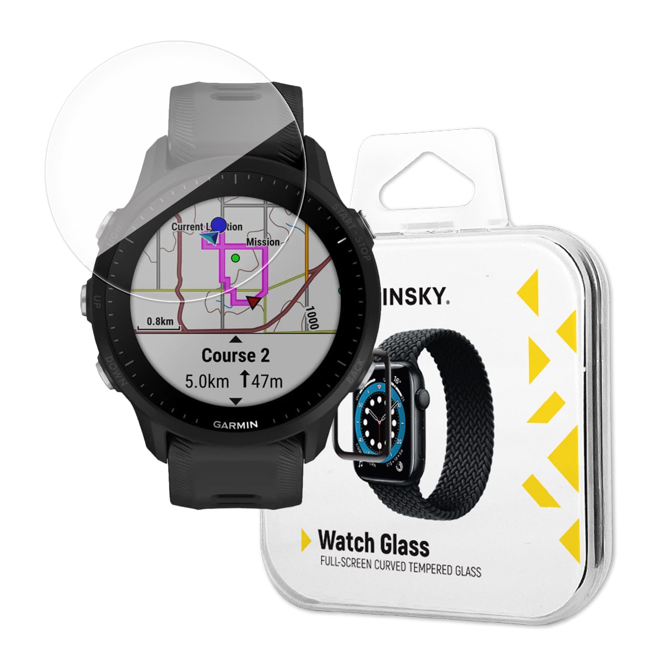 Wozinsky Fullt limt herdet glass for Garmin Forerunner 965 (2 stk.)