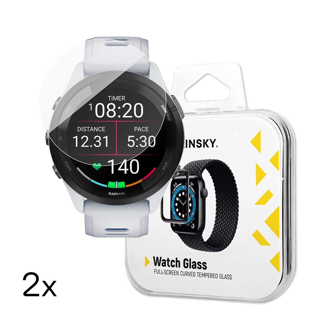 Wozinsky Fullt lim herdet glass for Garmin Forerunner 265S 46mm (2 stk.)