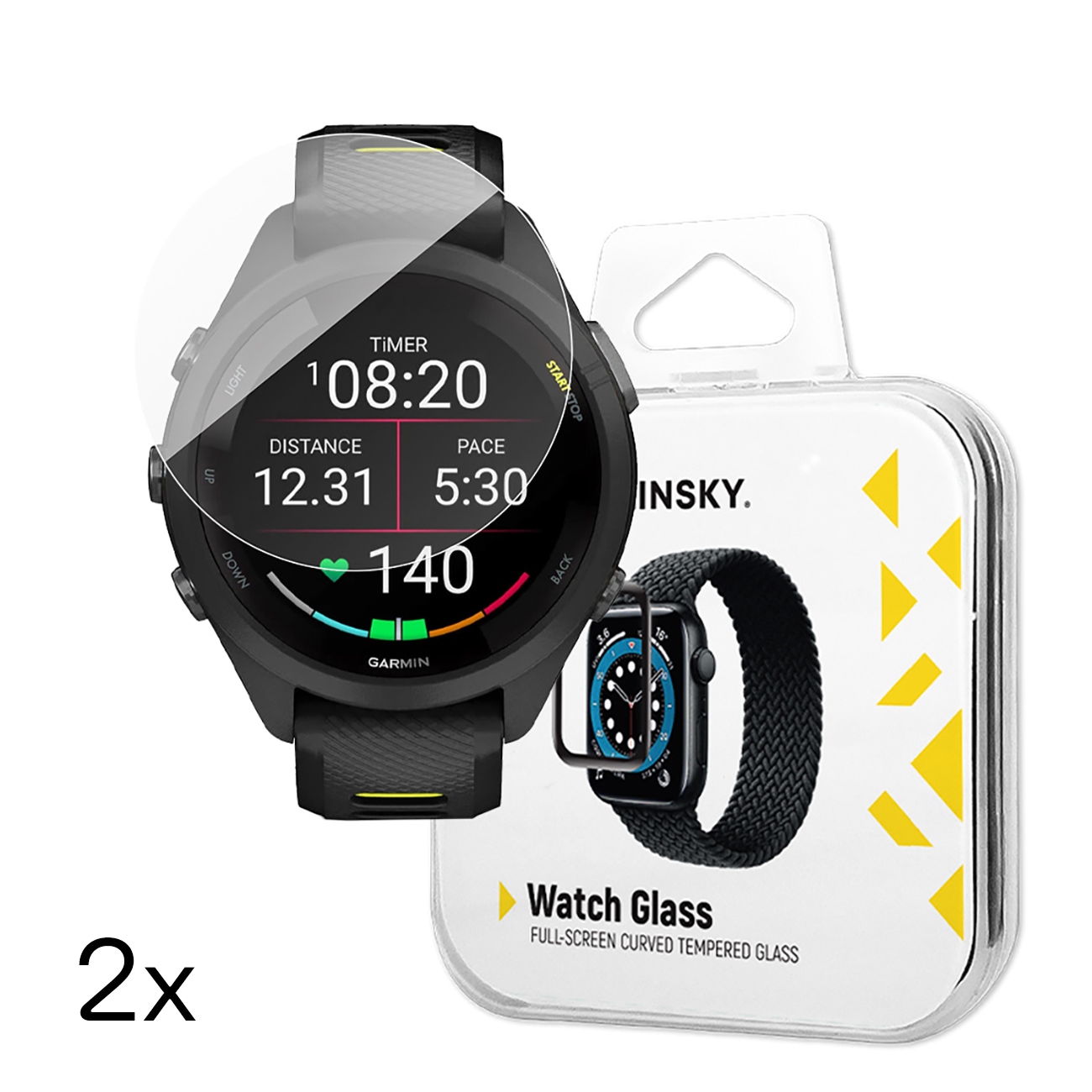 Wozinsky Fullt lim herdet glass for Garmin Forerunner 265s 42mm (2 stk.)