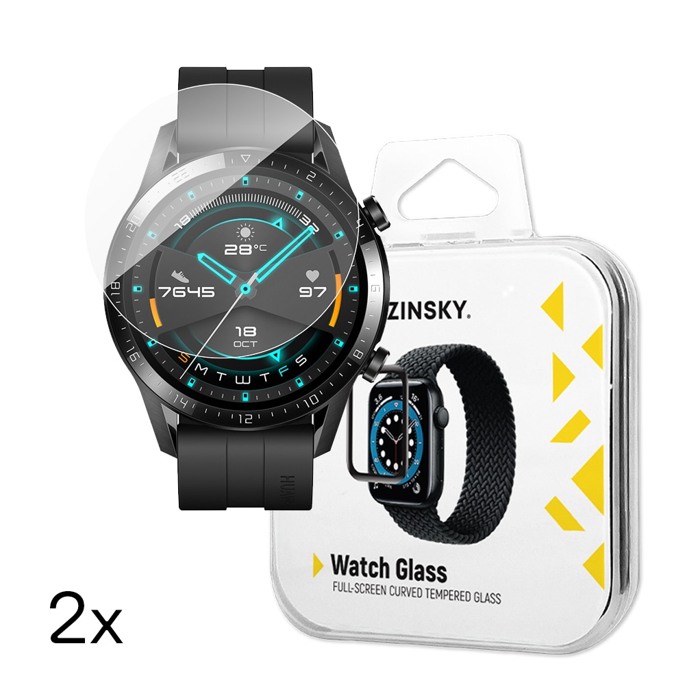 Wozinsky Fullt limt herdet glass for Huawei Watch GT 2 / GT 2 Pro 42mm (2 stk.)