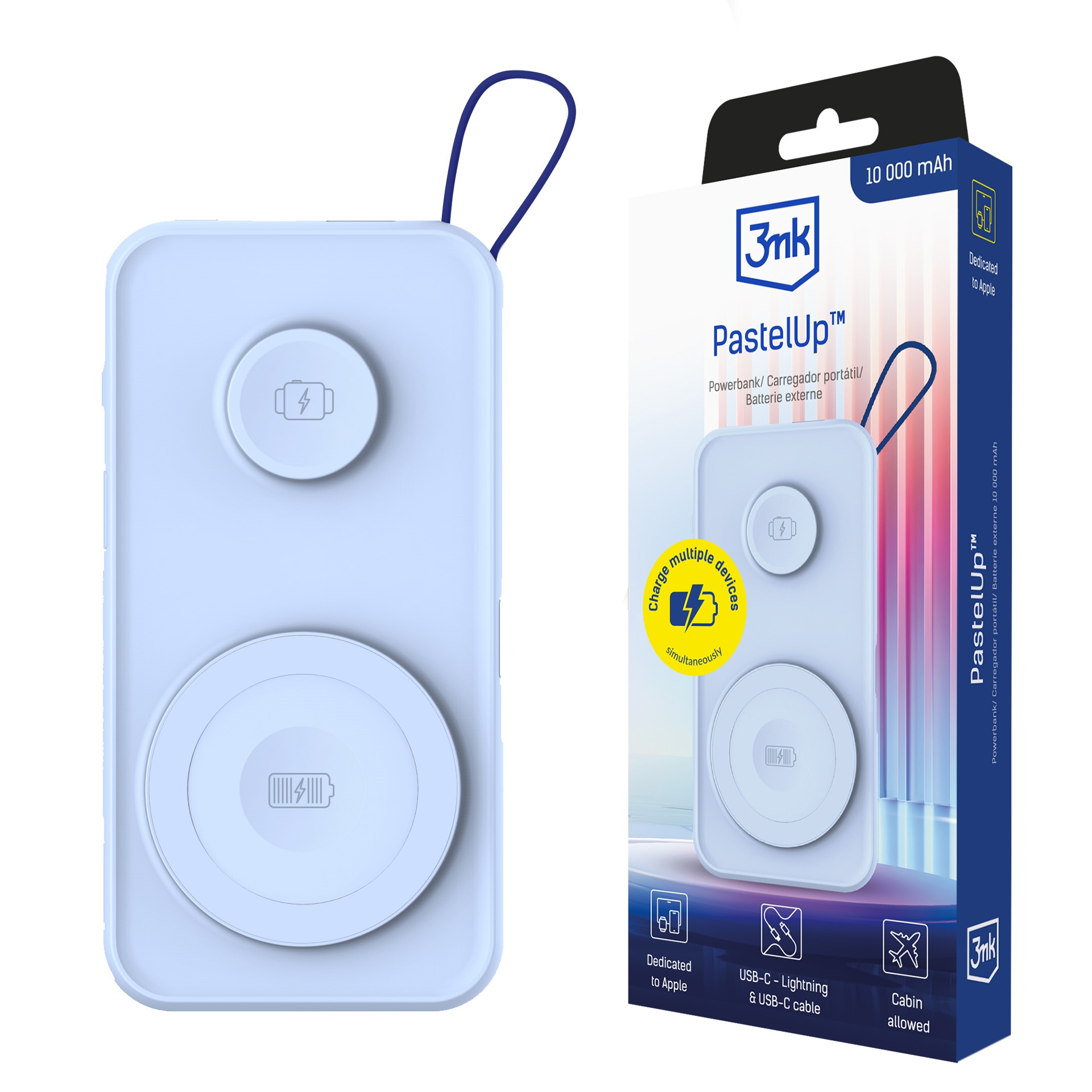 Powerbank 3mk PastelUp 10 000 mAh 22,5 W USB 1A1C - blå