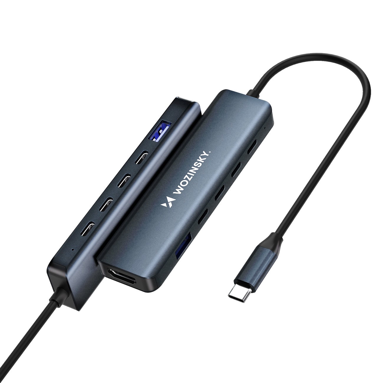USB-C 6 i 1-hub Wozinsky WHBC10Y4S Multifunksjonell, aluminium, med 25 cm kabel - grå