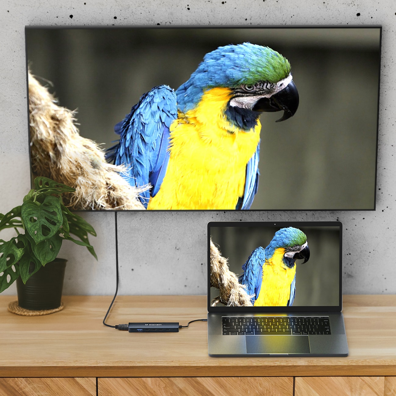 USB-C 6 i 1-hub Wozinsky WHBC10Y4S Multifunksjonell, aluminium, med 25 cm kabel - grå