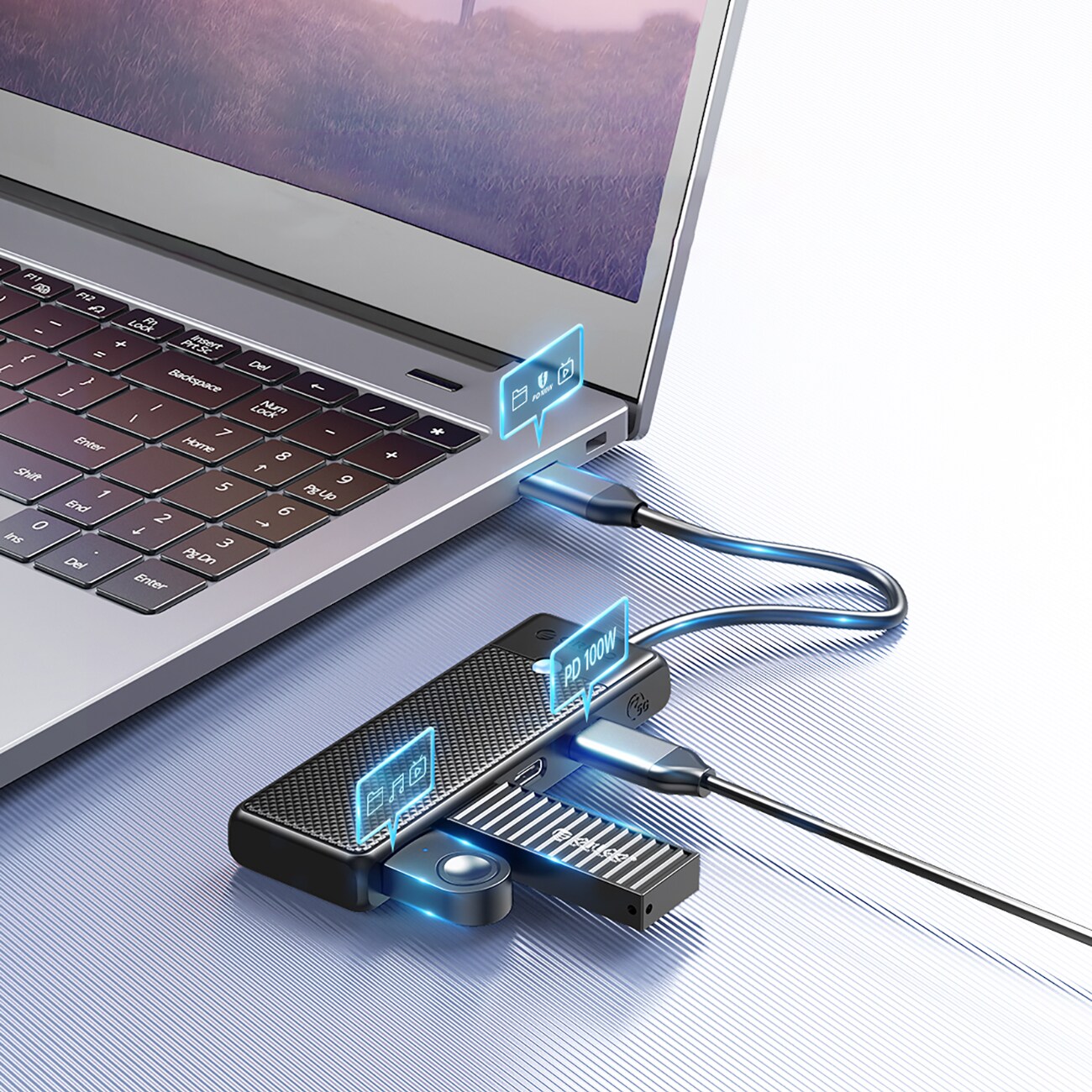 Orico PAPW4A-C3 USB-A-hub dokkingstasjon 4x USB-A 3.0 - svart