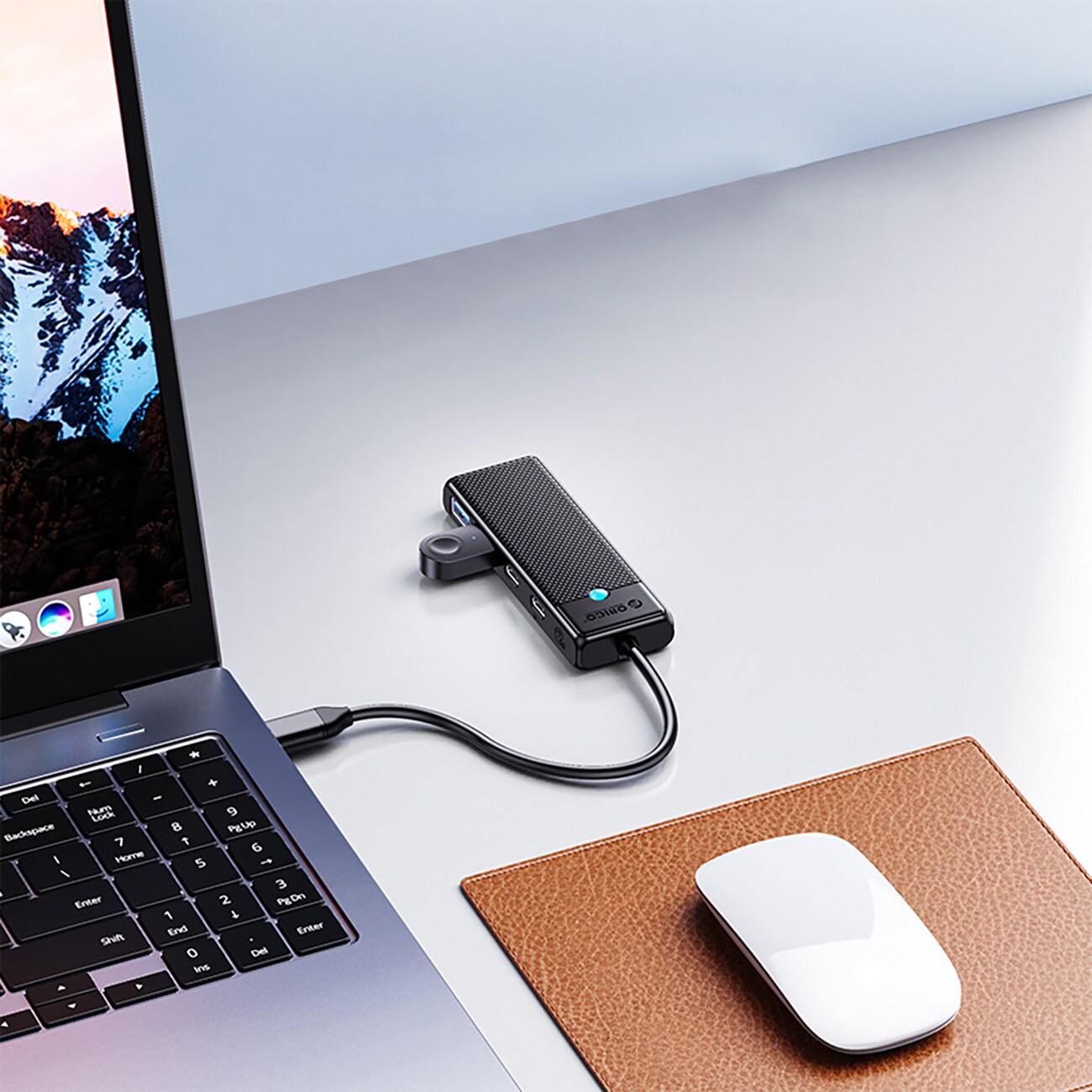 USB-C-nav Orico PAPW2AC-C3 dokkingstasjon 2x USB-A 3.0 + 2x USB-C 3.0 - svart