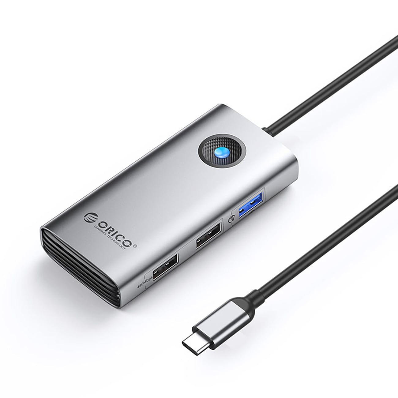 Orico PW11-5P USB-C Hub-dokkstasjon 1x USB-A 3.0 + 2x USB-A 2.0 + 1x USB-C PD + 1x HDMI - Grå