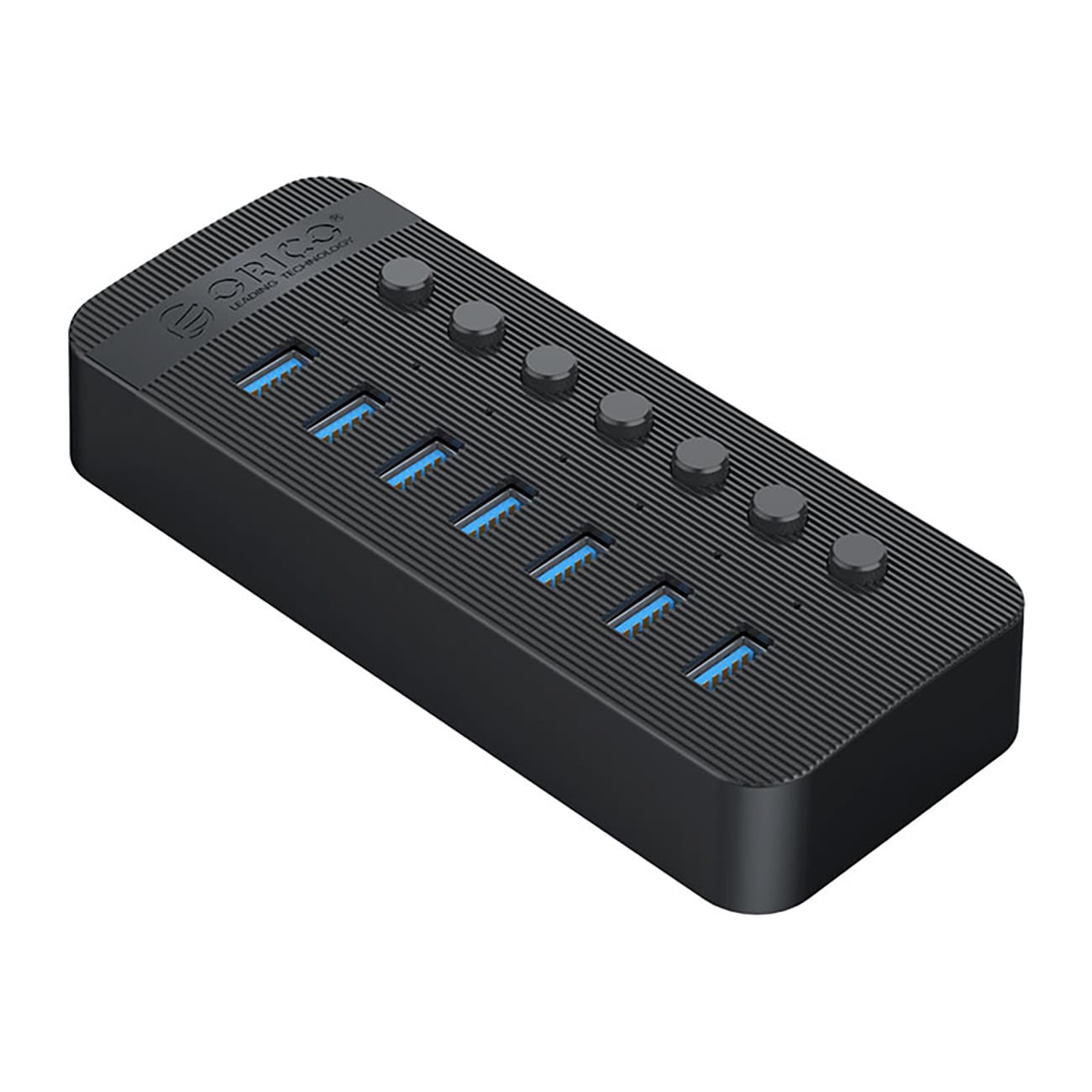 Orico CT2U3-7AB 7x USB-A 3.0-hub med brytere - svart