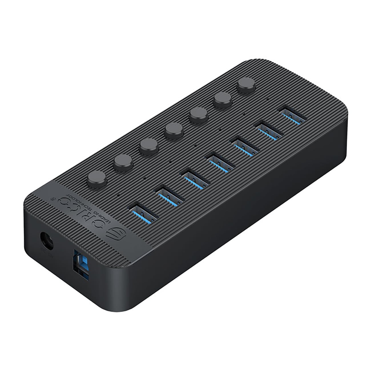 Orico CT2U3-7AB 7x USB-A 3.0-hub med brytere - svart