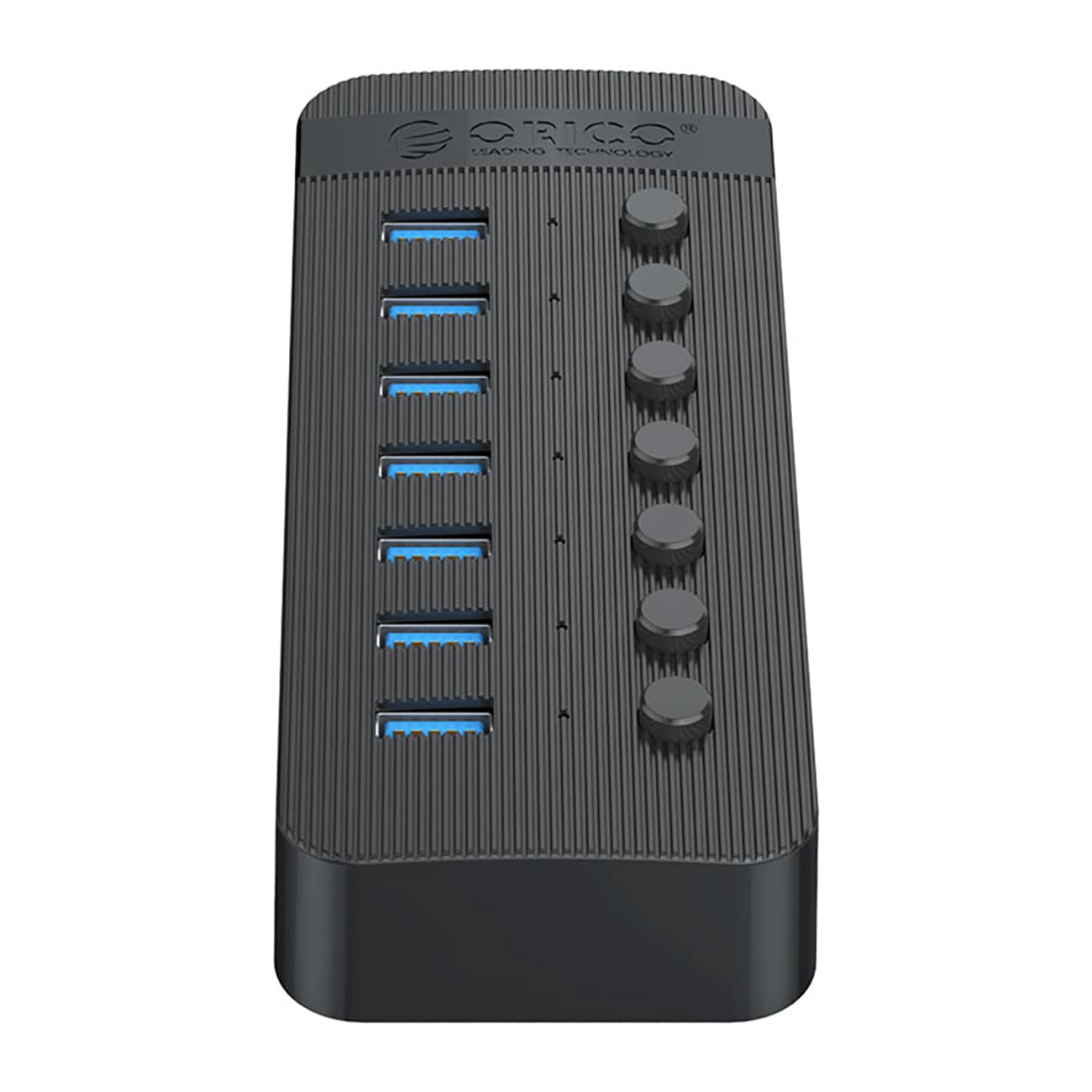 Orico CT2U3-7AB 7x USB-A 3.0-hub med brytere - svart