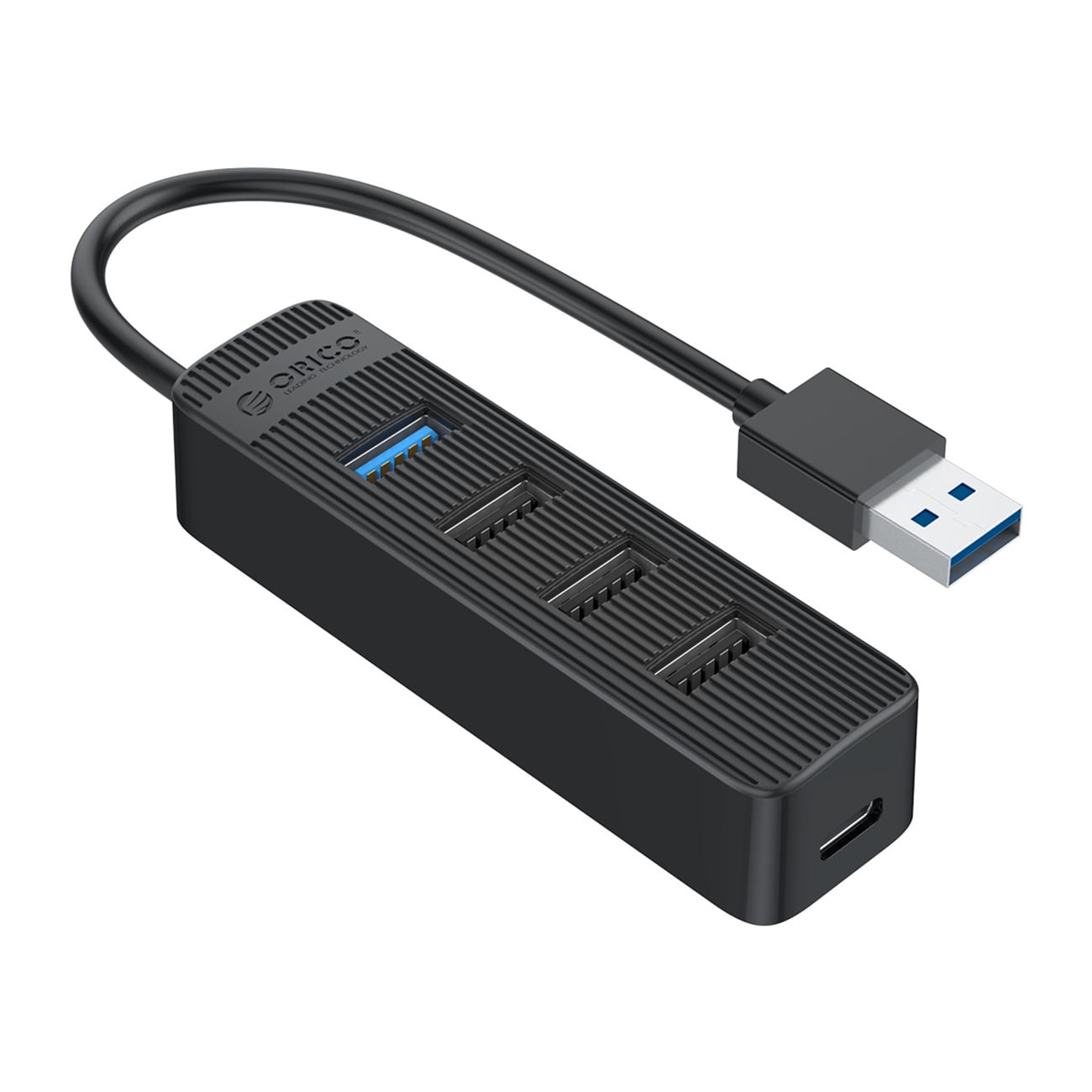 Orico TWU32-4A USB-A 3.1-hub / 1x USB-A 3.1 + 3x USB-A 2.0 + USB-C 5V/3A - svart