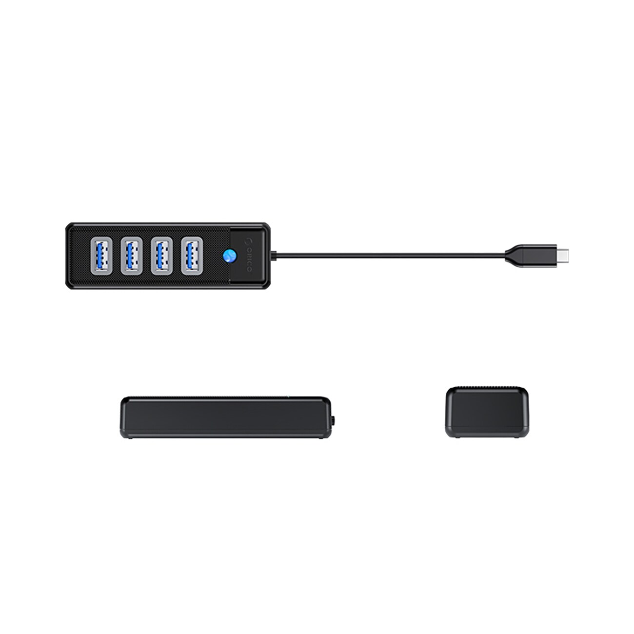 Orico PW4U-C3 USB-C / 4x USB-A 3.0-hub - svart
