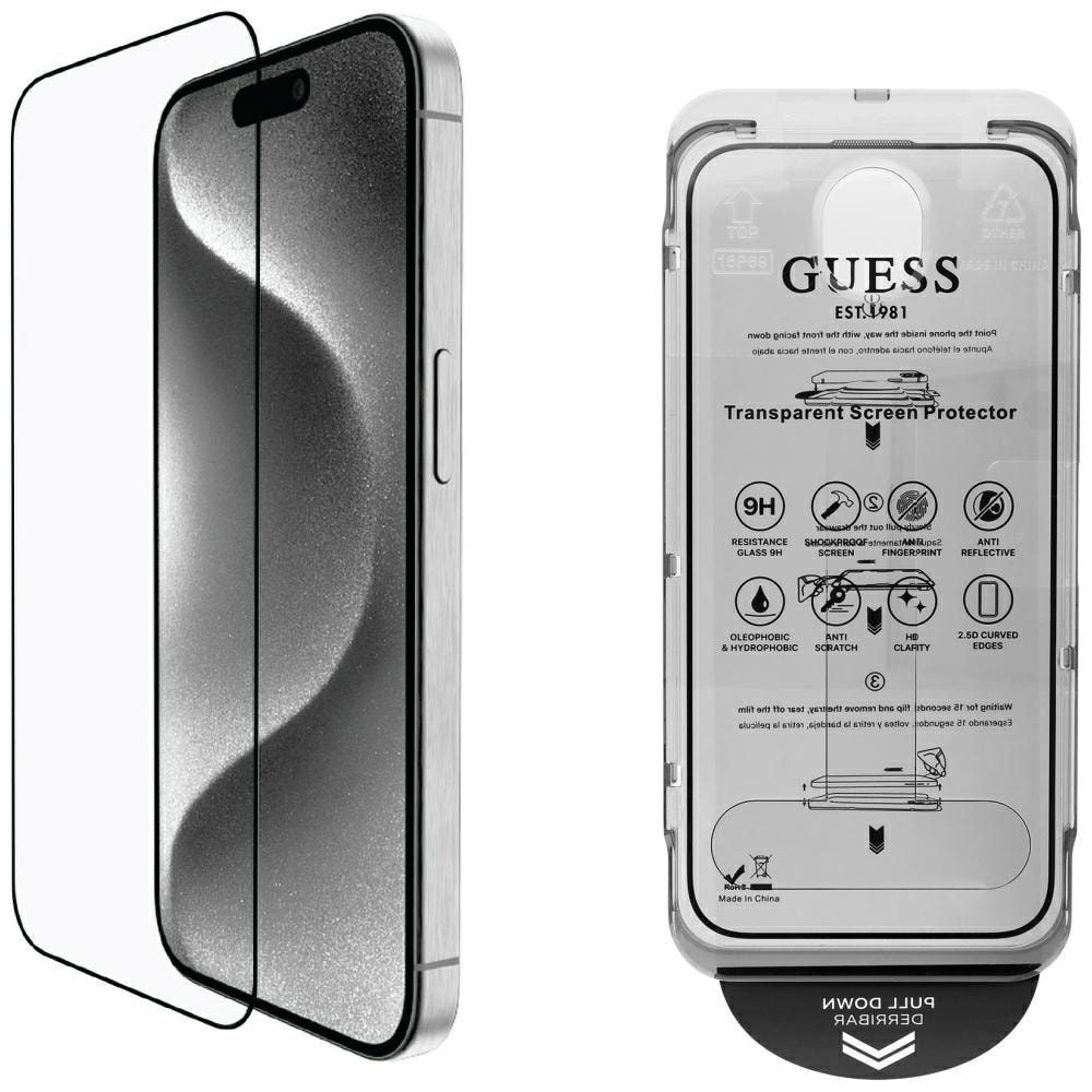 Guess BP Rhinestone 2-i-1 skjermbeskytter og kameralinse-sett for iPhone 16 Pro Max - Gull