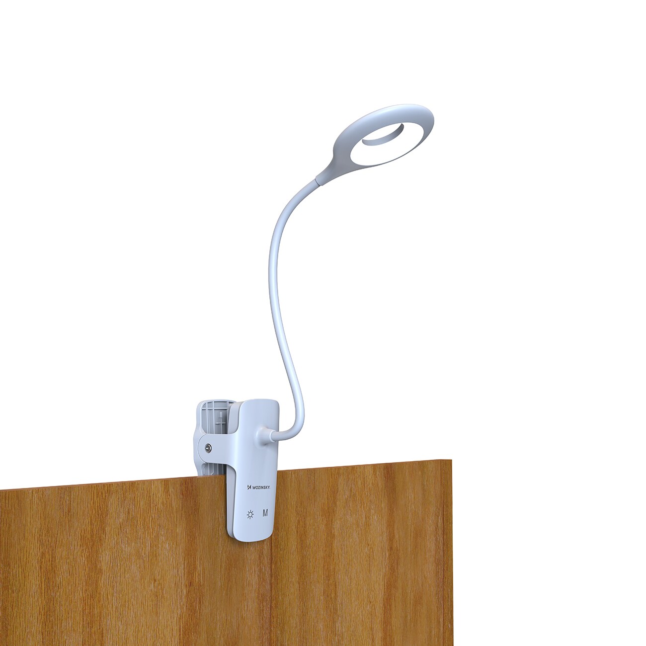 Mini Wozinsky Trådløs LED-leselampe med klips + USB-C-kabel - hvit